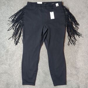 NWT Judy Blue Black Fringe High Rise Western Festival Jeggings Women's Size‎ 18